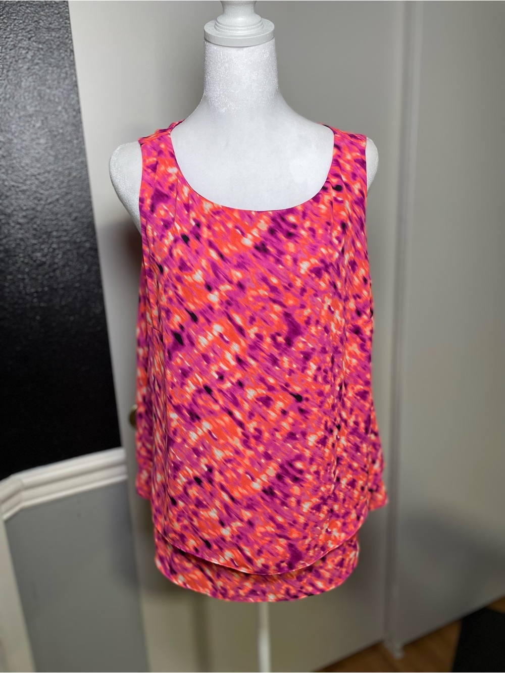 Worthington Pink & Orange Abstract Print Tank Top